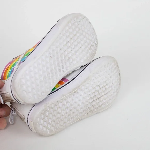 Vans x Flour Shop Rainbow High Tops Toddler Size 8 White Rainbow - Picture 11 of 13